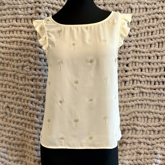 WESTMOON Cream Ruffled Cap Sleeve Blouse Size Medium - Picture 1 of 11